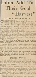 Match Report: Luton Town FC vs Blackburn Rovers (6th Nov 1937)