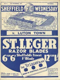 Programme: Sheffield Wednesday vs Luton Town FC (13th Nov 1937)