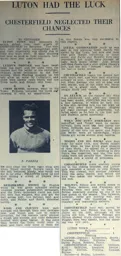 Match Report: Luton Town FC vs Chesterfield (20th Nov 1937)