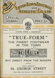 Programme: Luton Town FC vs Barnsley (25th Dec 1937)