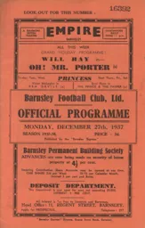 Programme: Barnsley vs Luton Town FC (27th Dec 1938)