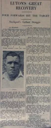 Match Report: Luton Town FC vs Stockport County (1st Jan 1938)