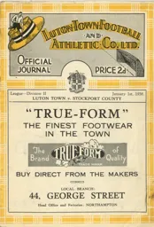 Programme: Luton Town FC vs Stockport County (1st Jan 1938)