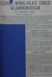 Match Report: Luton Town FC vs Scarborough (12th Jan 1938)