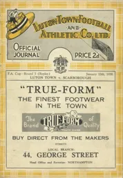 Programme: Luton Town FC vs Scarborough (12th Jan 1938)