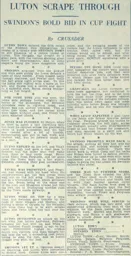 Match Report: Luton Town FC vs Swindon Town (22nd Jan 1938)