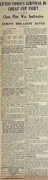 Match Report: Luton Town FC vs Swindon Town (22nd Jan 1938)