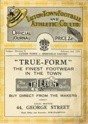 Programme: Luton Town FC vs Sheffield United (2nd Feb 1938)
