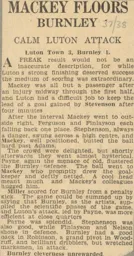 Match Report: Luton Town FC vs Burnley (5th Feb 1938)