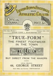 Programme: Luton Town FC vs Manchester City (12th Feb 1938)
