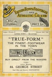 Programme: Luton Town FC vs Bradford Park Avenue (26th Feb 1938)