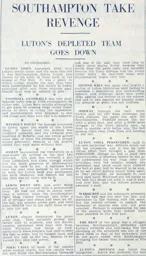 Match Report: Luton Town FC vs Southampton (12th Mar 1938)