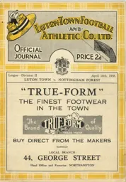 Programme: Luton Town FC vs Nottingham Forest (18th Apr 1938)