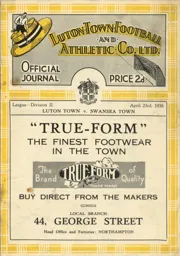 Programme: Luton Town FC vs Swansea Town (23rd Apr 1938)