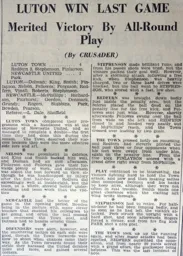 Match Report: Luton Town FC vs Newcastle United (7th May 1938)