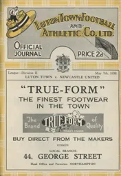 Programme: Luton Town FC vs Newcastle United (7th May 1938)