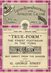 Programme: Luton Town FC vs Newcastle United (31st Aug 1938)