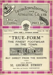 Programme: Luton Town FC vs Tottenham Hotspur (8th Oct 1938)