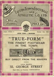 Programme: Luton Town FC vs Bradford Park Avenue (15th Oct 1938)