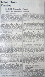 Match Report: Luton Town FC vs Sheffield Wednesday (26th Nov 1938)