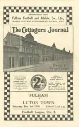 Programme: Fulham vs Luton Town FC (3rd Dec 1938)