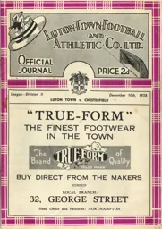 Programme: Luton Town FC vs Chesterfield (10th Dec 1938)