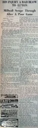 Match Report: Millwall vs Luton Town FC (17th Dec 1938)