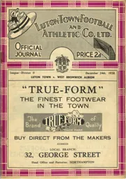Programme: Luton Town FC vs West Bromwich Albion (24th Dec 1938)