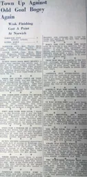 Match Report: Norwich City vs Luton Town FC (31st Dec 1938)