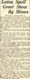 Match Report: Liverpool vs Luton Town FC (7th Jan 1939)