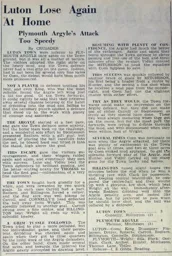 Match Report: Luton Town FC vs Plymouth Argyle (21st Jan 1939)