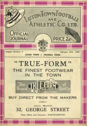 Programme: Luton Town FC vs Swansea Town (25th Feb 1939)
