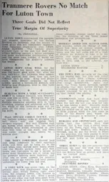 Match Report: Luton Town FC vs Tranmere Rovers (11th Mar 1939)