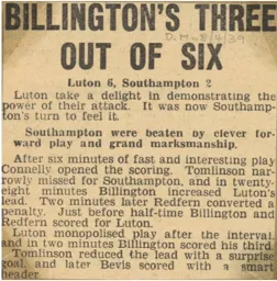 Match Report: Luton Town FC vs Southampton (7th Apr 1939)