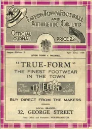 Programme: Luton Town FC vs Millwall (22nd Apr 1939)