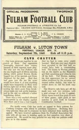 Programme: Fulham vs Luton Town FC (7th Sep 1946)