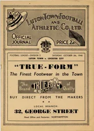 Programme: Luton Town FC vs Leicester City (5th Oct 1946)