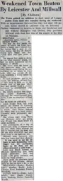 Match Report: Millwall vs Luton Town FC (7th Oct 1946)