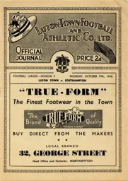 Programme: Luton Town FC vs Southampton (19th Oct 1946)