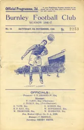 Programme: Burnley vs Luton Town FC (9th Nov 1946)