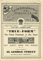 Programme: Luton Town FC vs Tottenham Hotspur (16th Nov 1946)