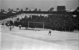 The small crowd of 4209 for this hastily re-arranged mid-week afternoon match huddles together for warmth
