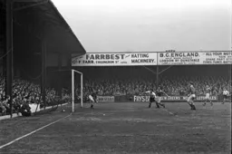 Ted Duggan heads in one of his two goals