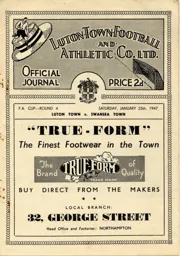 Programme: Luton Town FC vs Swansea Town (29th Mar 1947)