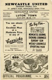 Programme: Newcastle United vs Luton Town FC (5th Apr 1947)