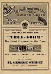 Programme: Luton Town FC vs West Bromwich Albion (12th Apr 1947)