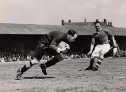 Bernard Streten holds the ball safely