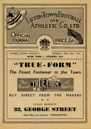 Programme: Luton Town FC vs Coventry City (26th Apr 1947)