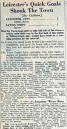 Match Report: Leicester City vs Luton Town FC (3rd May 1947)