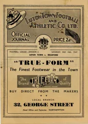 Programme: Luton Town FC vs Bradford Park Avenue (24th May 1947)
